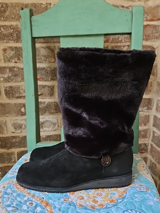 Stuart Weitzman Shoes - NWOT! Stuart Weitzman Black Suede Slouch Boots with Cozy Fleece Lining